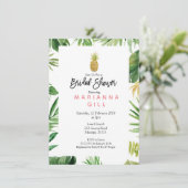 熱帯をテーマにしたパイナップルのブライダルシャワーへの招待 招待状 (スタンド正面)