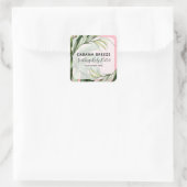 熱帯をテーマにしたピンクの製品ラベル スクエアシール (バッグ)