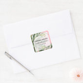 熱帯をテーマにしたピンクの製品ラベル スクエアシール (封筒)