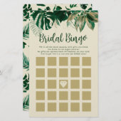 熱帯をテーマにしたブライダルシャワービンゴゲームカード (正面/裏面)
