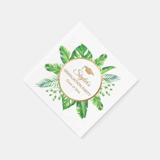 熱帯をテーマにした卒業パーティー スタンダードカクテルナプキン (角)