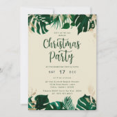 熱帯をテーマにした緑葉のクリスマスパーティー 招待状 (正面)
