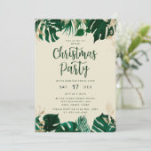 熱帯をテーマにした緑葉のクリスマスパーティー 招待状 (スタンド正面)