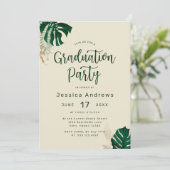 熱帯をテーマにした緑葉の卒業式パーティー 招待状 (スタンド正面)