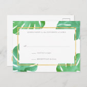 熱帯をテーマにした金ゴールド返信カード ポストカード (正面/裏面)