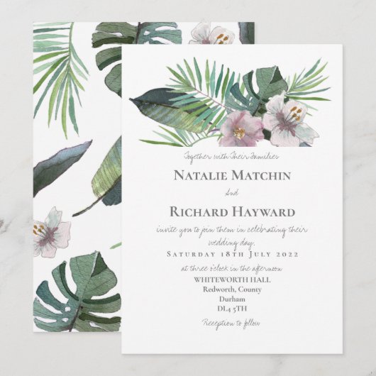 熱帯をテーマにした 招待状 (正面/裏面)