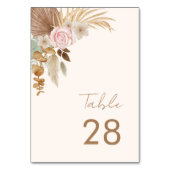 熱帯アイボリー乾燥パンパスグラス結婚フローラ テーブルナンバー (正面)