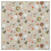 熱帯アイランドクリスマスウォーターカラーディティ ファブリック (見本)