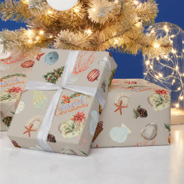 熱帯アイランドクリスマスウォーター色 ラッピングペーパー