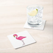 熱帯アイランドパラダイスホットピンクフラミンゴバード スクエアペーパーコースター (インサイチュ)