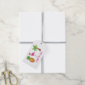 熱帯アイランドパームツリーパイナップルピンクフラミンゴ ギフトタグ (より糸付き)