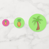 熱帯アイランドパームツリーパイナップルピンクフラミンゴ コンフェッティ (正面)