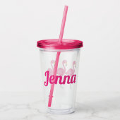熱帯アイランドピンクフラミンゴパーソナライズされたバード アクリルタンブラー (裏面)