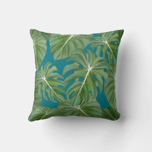 熱帯アイランドリゾートの雨林はモダンを去ります クッション (裏面)