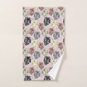 熱帯アニマルプリント&グリーンリーシリーズデザイン35 バスタオルセット (ハンドタオル)