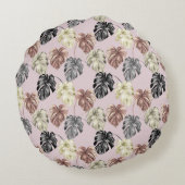 熱帯アニマルプリント&グリーンリーシリーズデザイン35 ラウンドクッション (裏面)