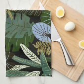 熱帯アロハエキゾチックな緑のジャングルパターン キッチンタオル (四つ折り)