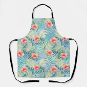 熱帯アロハピンクのハイビスカスの花 エプロン (正面)