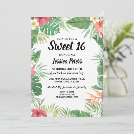 熱帯アロハルアウ（ハワイ式宴会）の夏菓子16のパーティーの招待 招待状 (スタンド正面)