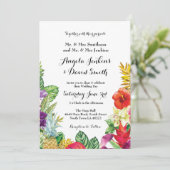 熱帯アロハ結婚式の花のルアウ(ハワイ式宴会)ライト招待 招待状 (スタンド正面)