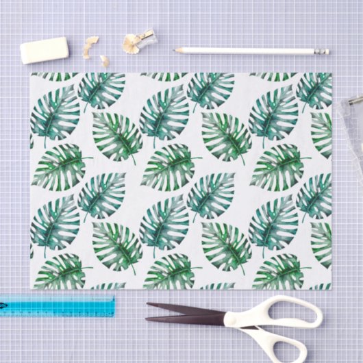 熱帯アロハMonsteraはパターンを残します 薄葉紙 (クラフト)