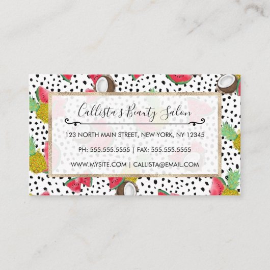 熱帯アート果実水玉模様水の色パターン ロイヤリティカード (裏面)