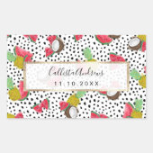 熱帯アート果実水玉模様水の色パターン 長方形シール (正面)