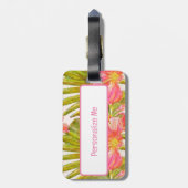熱帯アート、ハイビスカスの花 ラゲッジタグ (裏面縦)