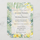 熱帯イエローハイビスカス結婚フローラ 招待状 (正面/裏面)