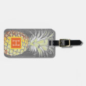 熱帯イエローピンネアップルonグレー ラゲッジタグ (正面横)