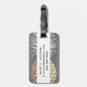 熱帯イエローピンネアップルonグレー ラゲッジタグ (裏面縦)