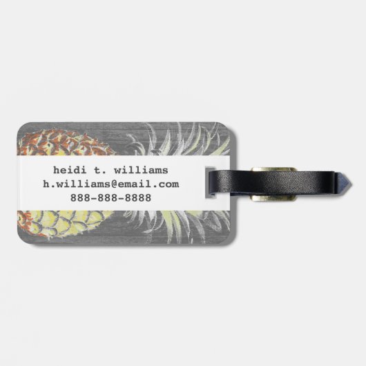 熱帯イエローピンネアップルonグレー ラゲッジタグ (裏面横)