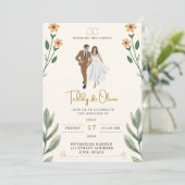 熱帯イエローリボン縁どの花束 招待状 (スタンド正面)