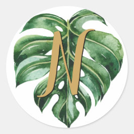 熱帯イニシャル封筒用シール ラウンドシール