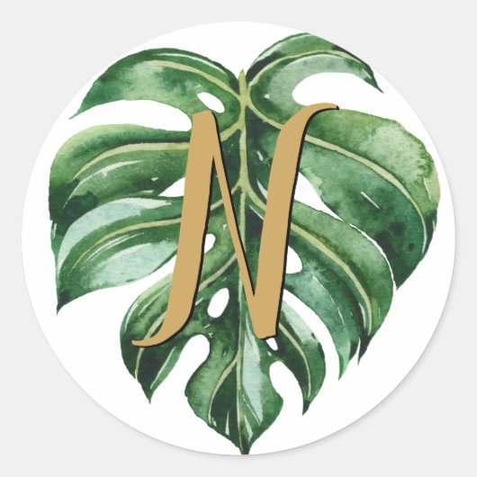 熱帯イニシャル封筒用シール ラウンドシール (正面)