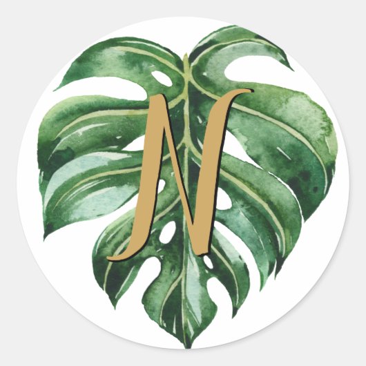 熱帯イニシャル封筒用シール ラウンドシール (正面)