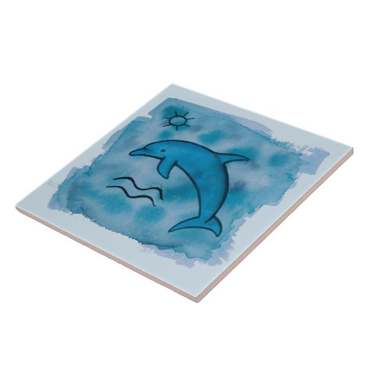 熱帯イルカの海洋生物のセラミックタイル タイル (側面)