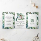 熱帯インディアンピーコックフローラオールインワン結婚ズ 三つ折り招待状 (内部)