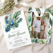 熱帯インディアンピーコックフローラブライダルシャワー 招待状