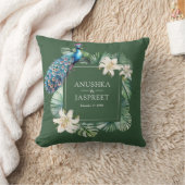 熱帯インディアンピーコック結婚フローラ クッション (ブランケット)