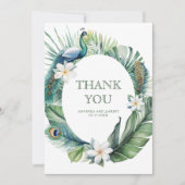 熱帯インディアンピーコック結婚フローラ サンキューカード (正面)