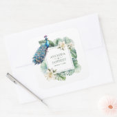 熱帯インディアンピーコック結婚フローラ スクエアシール (封筒)