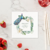 熱帯インディアンピーコック結婚フローラ スタンダードカクテルナプキン (インサイチュ)