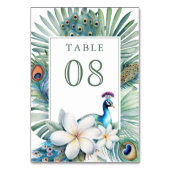 熱帯インディアンピーコック結婚フローラ テーブルナンバー (裏面)