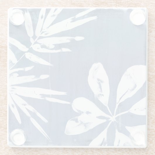 熱帯インディゴの印象-熱帯緑の草木 ガラスコースター (裏面)