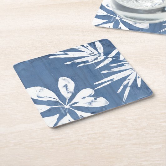 熱帯インディゴの印象-熱帯緑の草木 スクエアペーパーコースター (アングル)