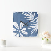 熱帯インディゴの印象-熱帯緑の草木 スクエア壁時計 (ホーム)