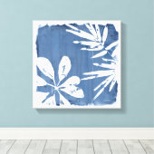 熱帯インディゴインプレッション – 熱帯緑 キャンバスプリント (インサイチュ (ウッドフロア))