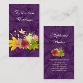 熱帯ウェディングプランナーの紫色のピンクの花 名刺 (正面/裏面)