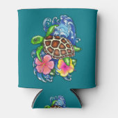 熱帯ウミガメとハイビスカス 缶クーラー (正面)